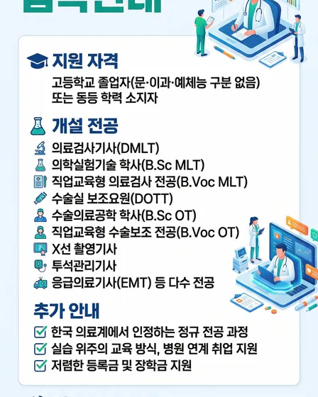 서울 의료보건전문학원 입학 안내 포스터